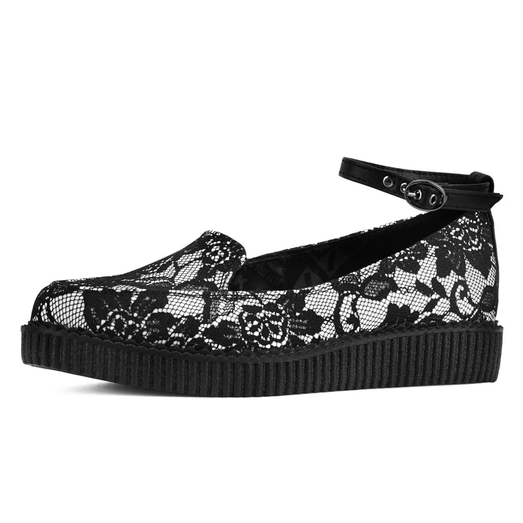 Ballet Creeper Ankle Strap Black/White Lace - Image 4