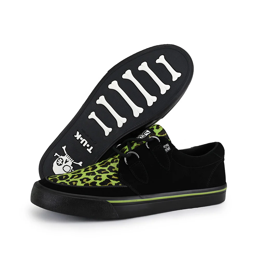 Creeper Sneaker  Neon Green Hair & Black Suede - Image 3