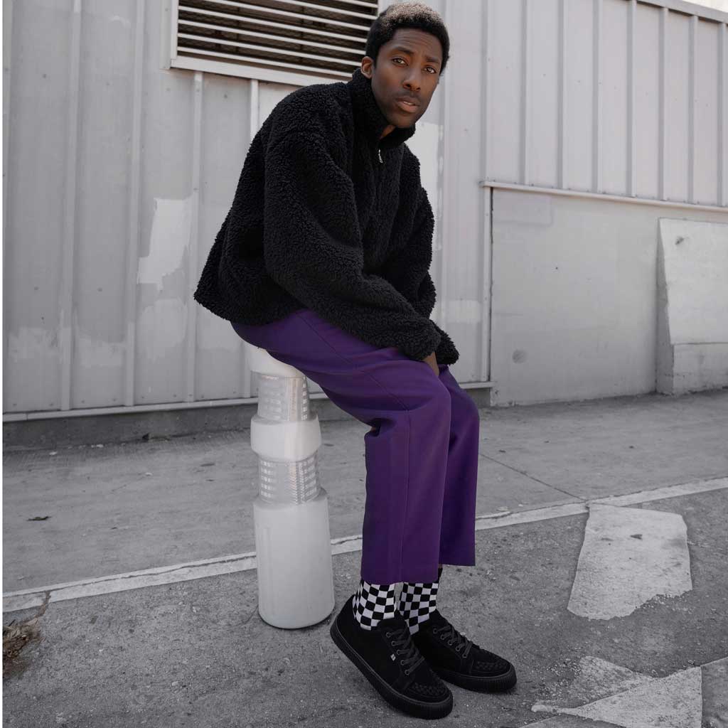 Ribbed Sole Sneaker Black Suede - Image 2